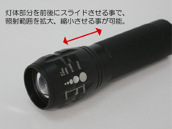 LEDポケットライトズーム ズーム機能説明